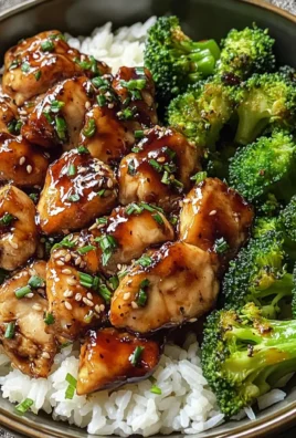 Sticky Garlic Chicken Bowl with Fluffy Rice & Steamed Broccoli