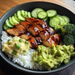 Super Fresh Teriyaki Chicken Rice Bowl with Greens & Guac