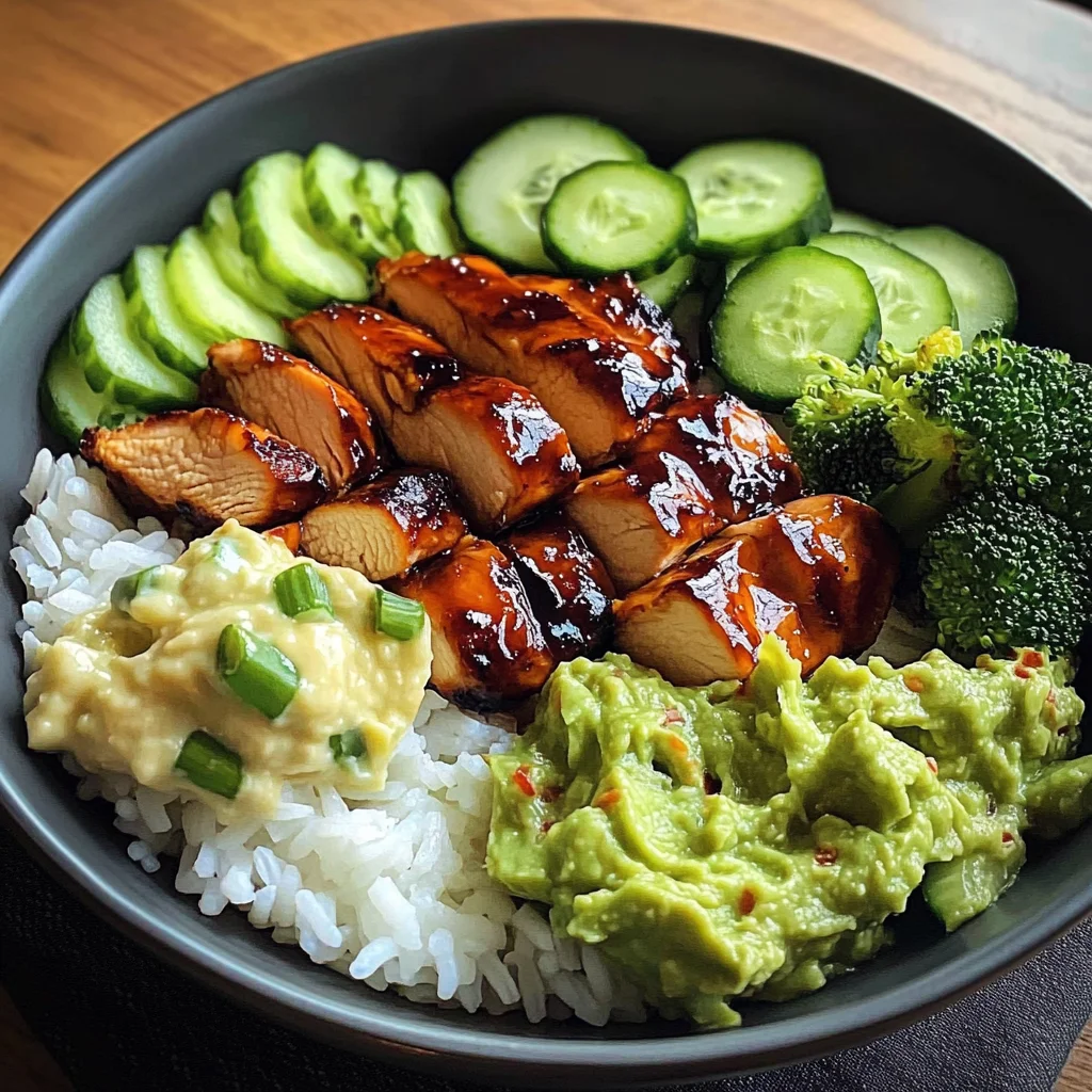 Super Fresh Teriyaki Chicken Rice Bowl with Greens & Guac