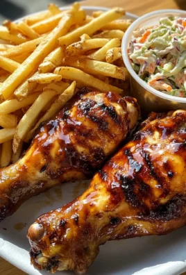 Ultimate BBQ Chicken Drumsticks with Crispy Fries & Creamy Coleslaw
