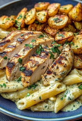 Ultimate Creamy Herb Chicken Pasta with Roasted Potatoes