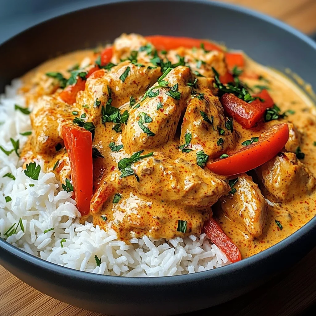 Ultimate Creamy Paprika Chicken & Pepper Rice Bowl
