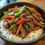 Ultimate Garlic Pepper Beef Stir-Fry Bowl with Jasmine Rice