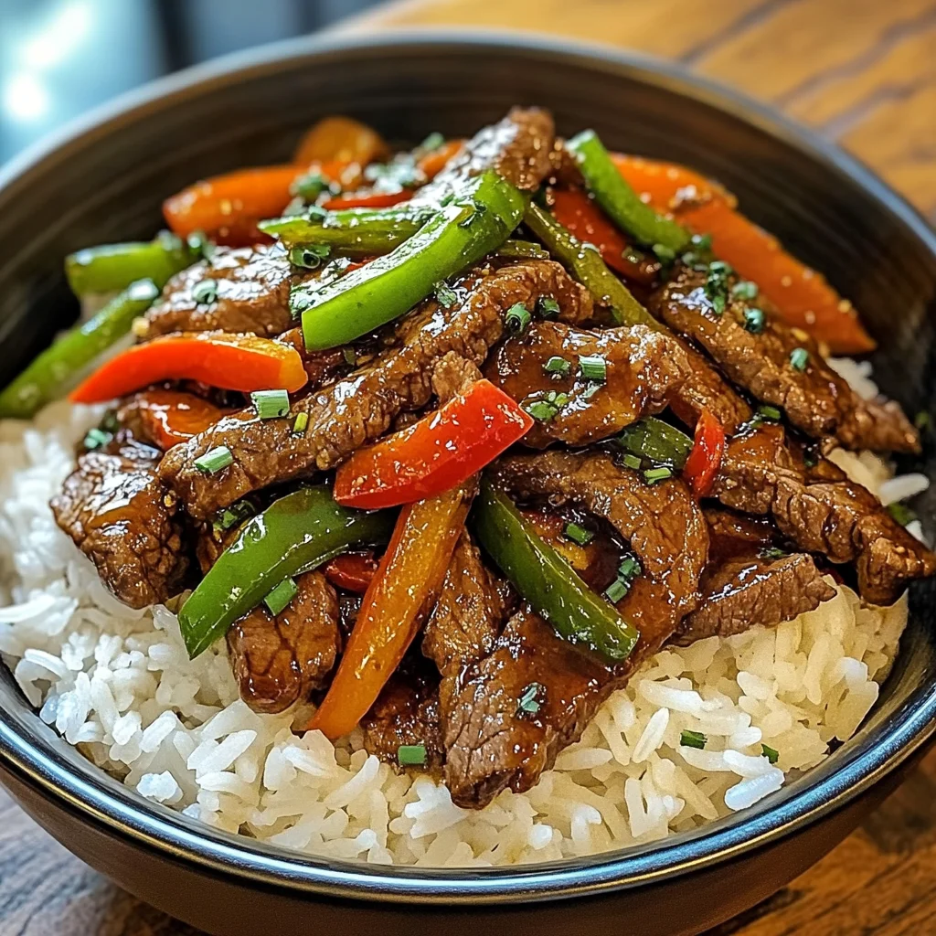Ultimate Garlic Pepper Beef Stir-Fry Bowl with Jasmine Rice