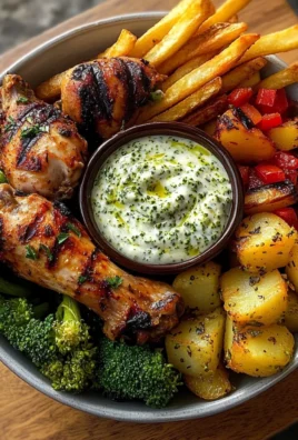 Ultimate Grilled Chicken Drumstick Bowl with Garlic Herb Dip