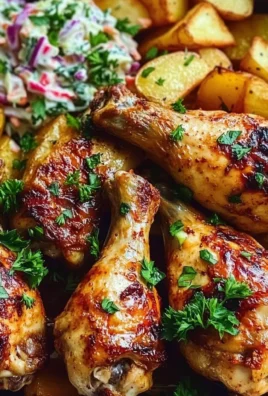Ultimate Oven-Baked Chicken Drumsticks with Wedges & Creamy Slaw