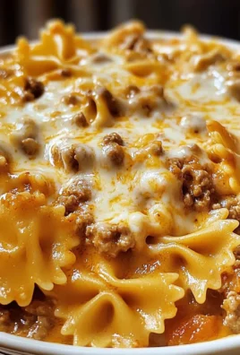 Velveeta Beef Pasta served with bowtie noodles