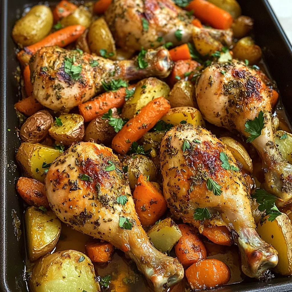 One-Pan Herb Roasted Chicken Drumsticks with Veggies