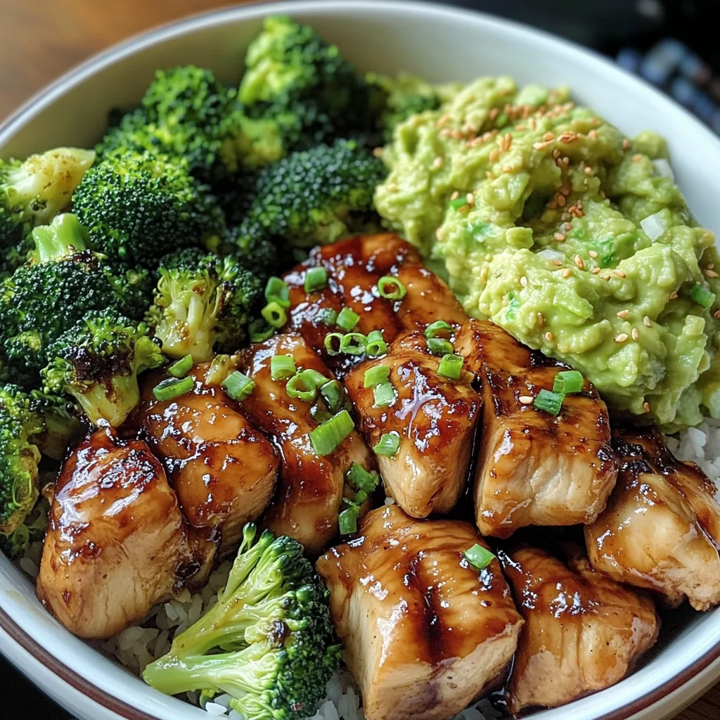 Sticky Teriyaki Chicken Bowl with Broccoli & Guacamole